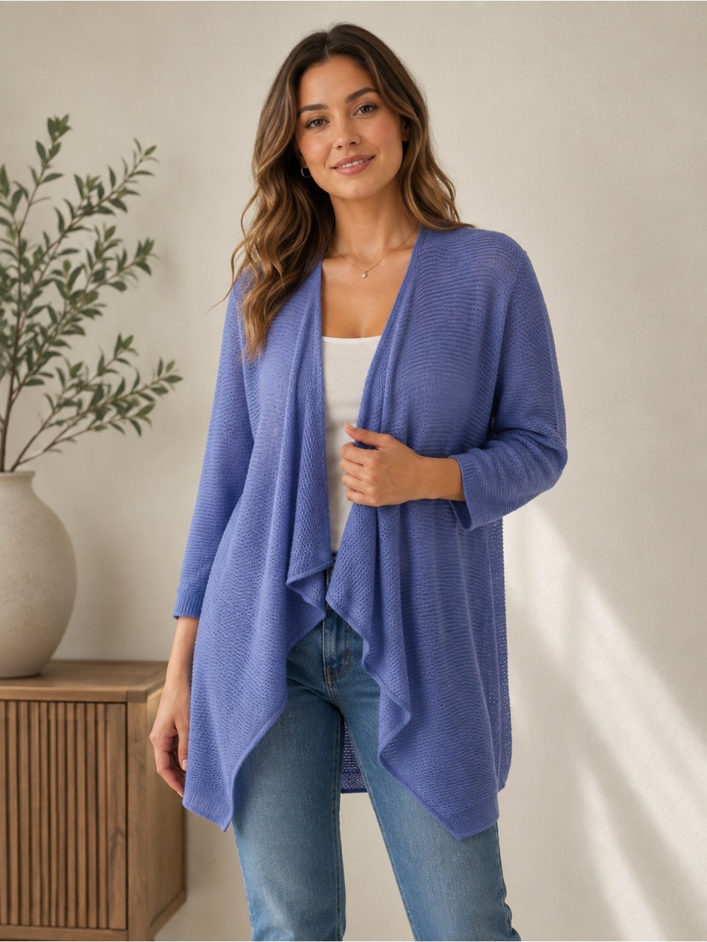 Simons Periwinkle Open-Front Women's Cardigan